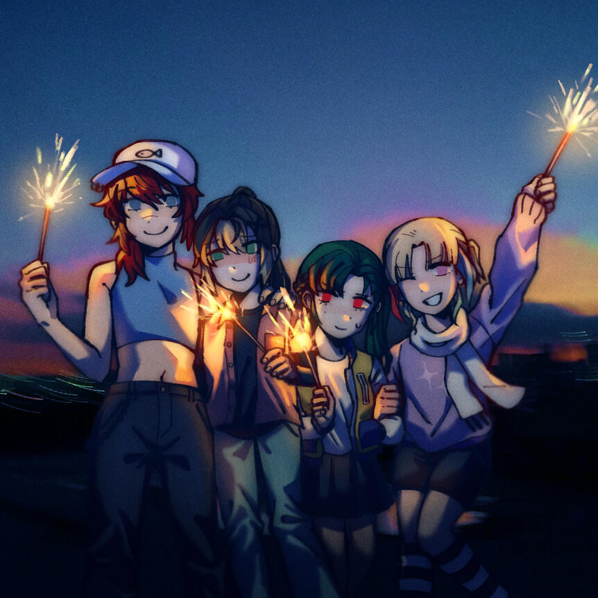 (full render + thigh up + 3 characters // would be priced $104.50, though typically there is a maximum of only three characters per piece)